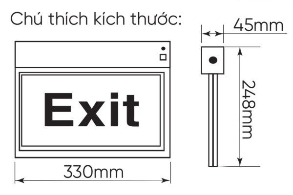 Kích thước đèn led exit đa năng 3W MPE EXR/M