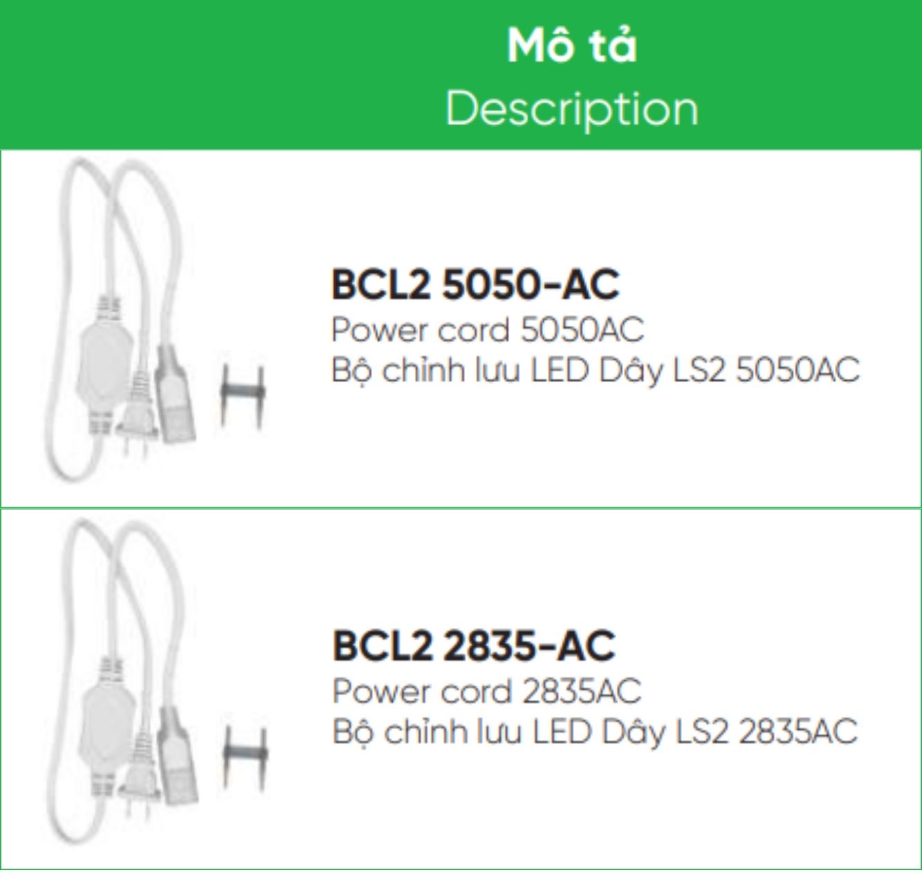 Bộ chỉnh lưu led dây MPE BCL2 5050-AC, 2835AC MPE