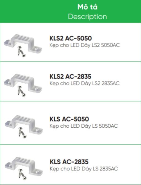 Tổng hợp phụ kiện kẹp đèn led dây MPE