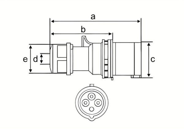 Chú thích kích thước phích cắm di động 4 cực 16A MPE MPN-014