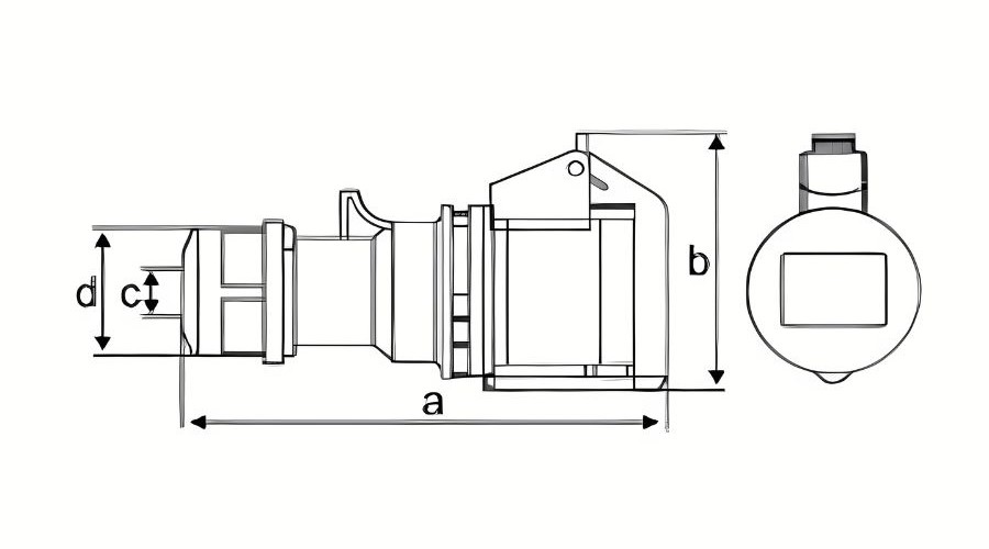 Chú thích kích thước ổ cắm di động 3 cực 16A MPE MPN-213