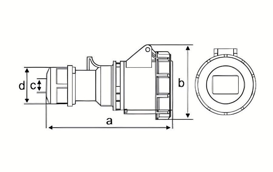 Chú thích kích thước ổ cắm di động 4 cực 16A MPE MPN-2142