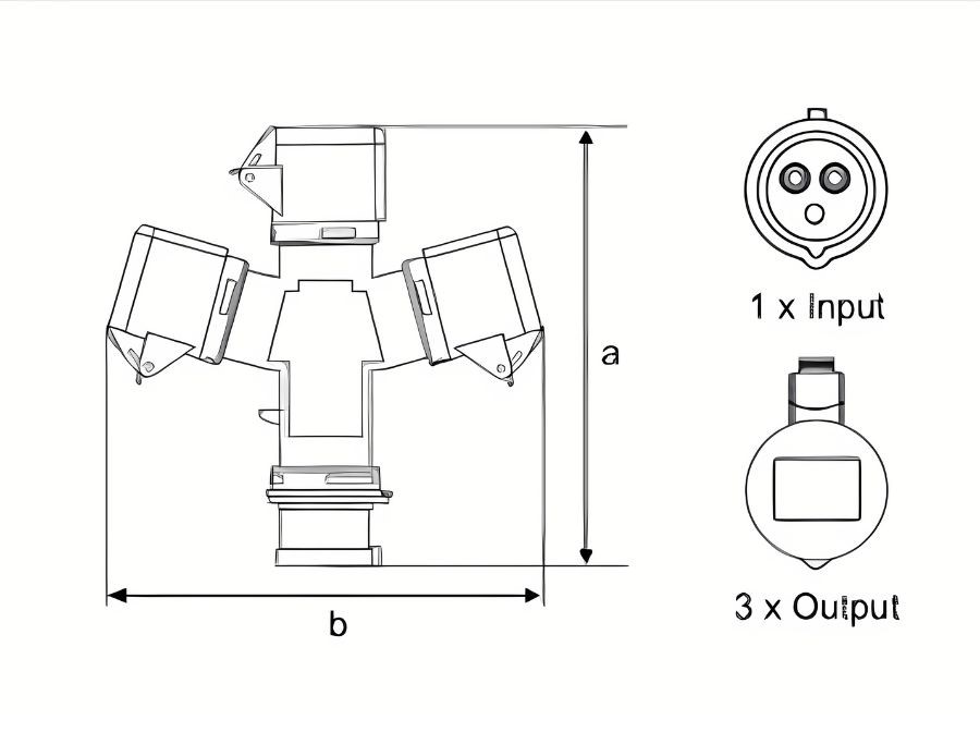 Chú thích kích thước ổ cắm di động 3 Connector 16A MPE MPN-1013