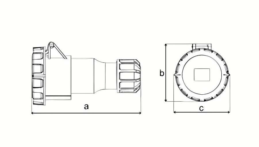 Chú thích kích thước ổ cắm di động 3 cực 32A MPE MPN2-2232