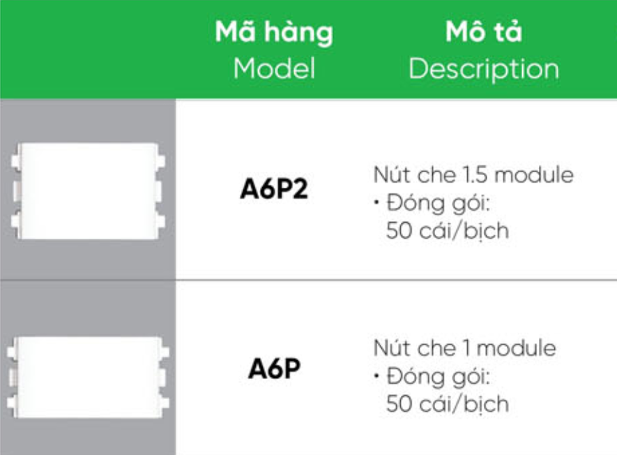 Nút che trơn MPE A6P,.....