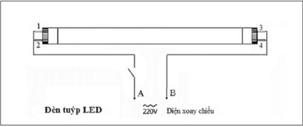 Sơ đồ đấu nói đèn - máng đèn tube T8 bóng đôi