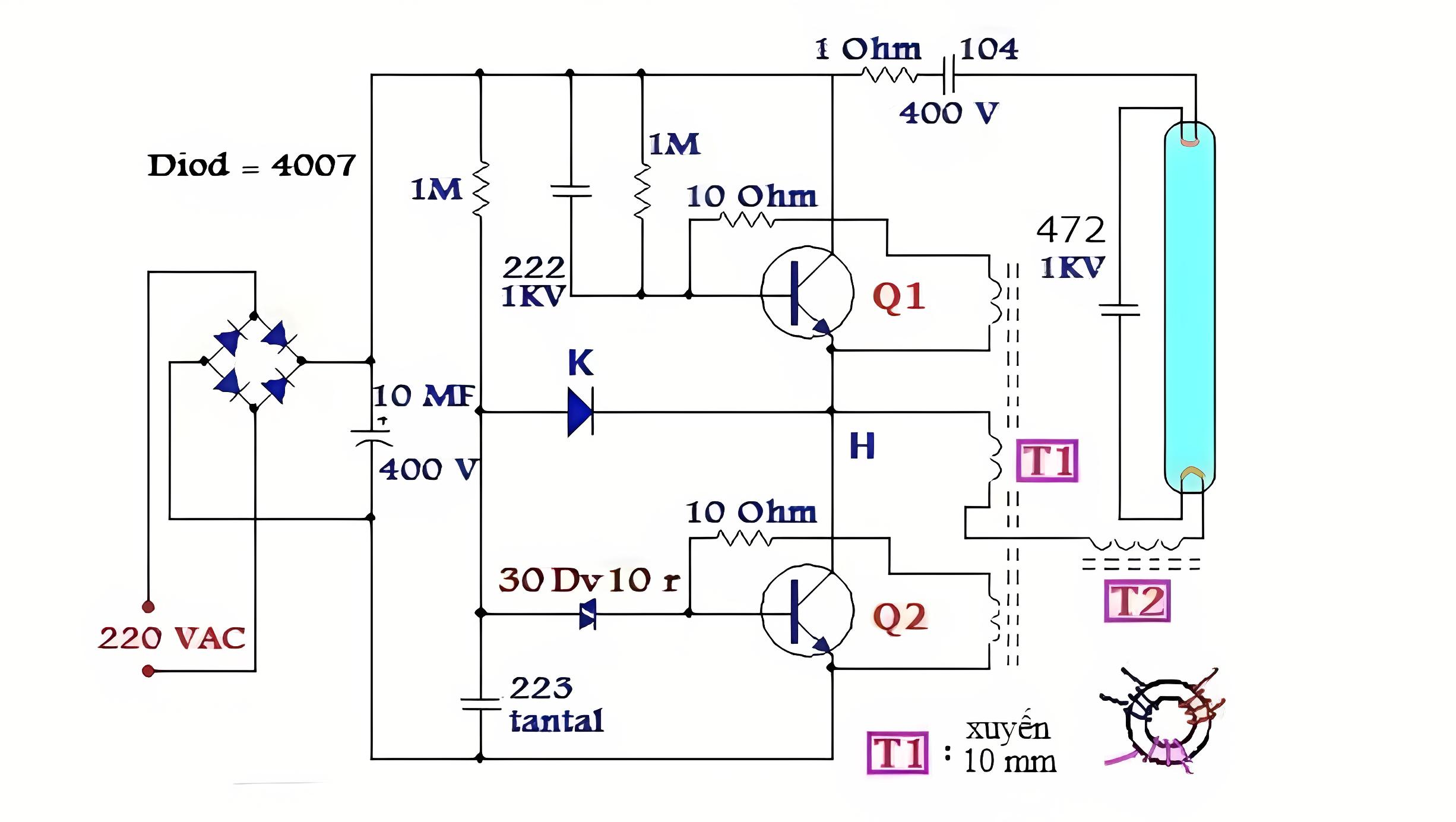 Nguyên ký hoạt động của chấn lưu điện tử 18W EBL-18