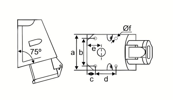 Chú thích kích thước ổ cắm cố định 3 cực 16A MPE MPN-113