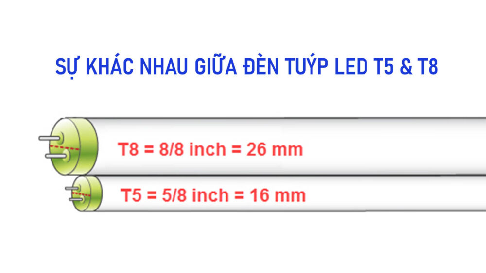 su khac nhau giua tuyp led t8 va t5